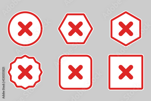 Wrong marks Icon Set, Cross marks, Rejected, Disapproved, No, False, Not Ok, Wrong Choices, Task Completion, Voting. - vector mark symbols in red.