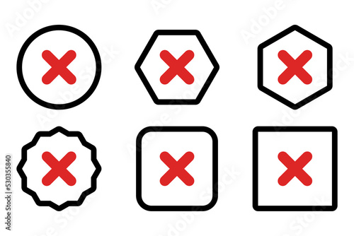 Wrong marks Icon Set, Cross marks, Rejected, Disapproved, No, False, Not Ok, Wrong Choices, Task Completion, Voting. - vector mark symbols in red.
