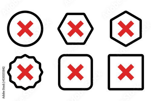 Wrong marks Icon Set, Cross marks, Rejected, Disapproved, No, False, Not Ok, Wrong Choices, Task Completion, Voting. - vector mark symbols in red.