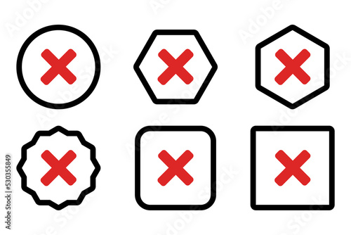 Wrong marks Icon Set, Cross marks, Rejected, Disapproved, No, False, Not Ok, Wrong Choices, Task Completion, Voting. - vector mark symbols in red.