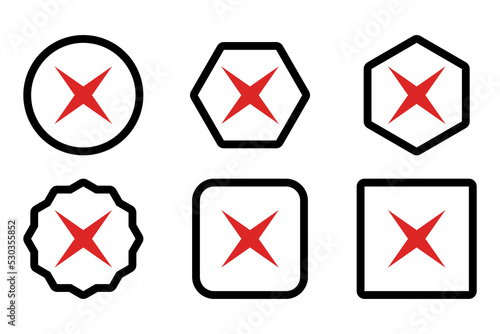 Wrong marks Icon Set, Cross marks, Rejected, Disapproved, No, False, Not Ok, Wrong Choices, Task Completion, Voting. - vector mark symbols in red.