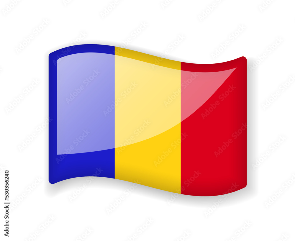 Fototapeta premium Chad flag - Wavy flag bright glossy icon.