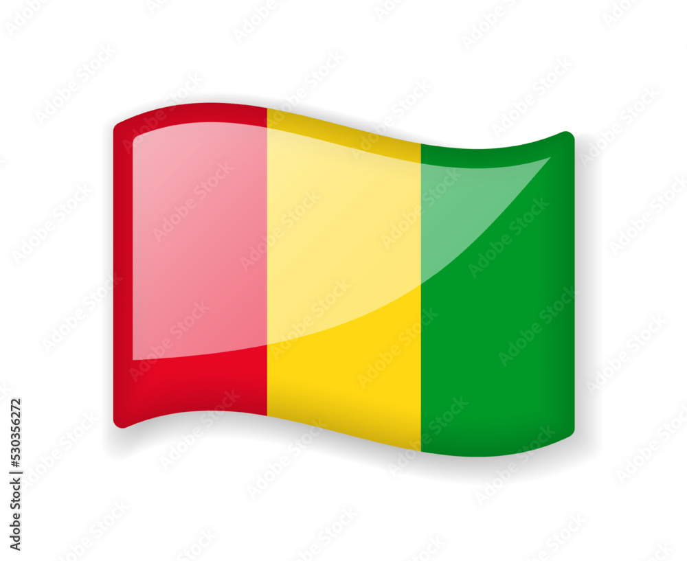 Fototapeta premium Guinea flag - Wavy flag bright glossy icon.