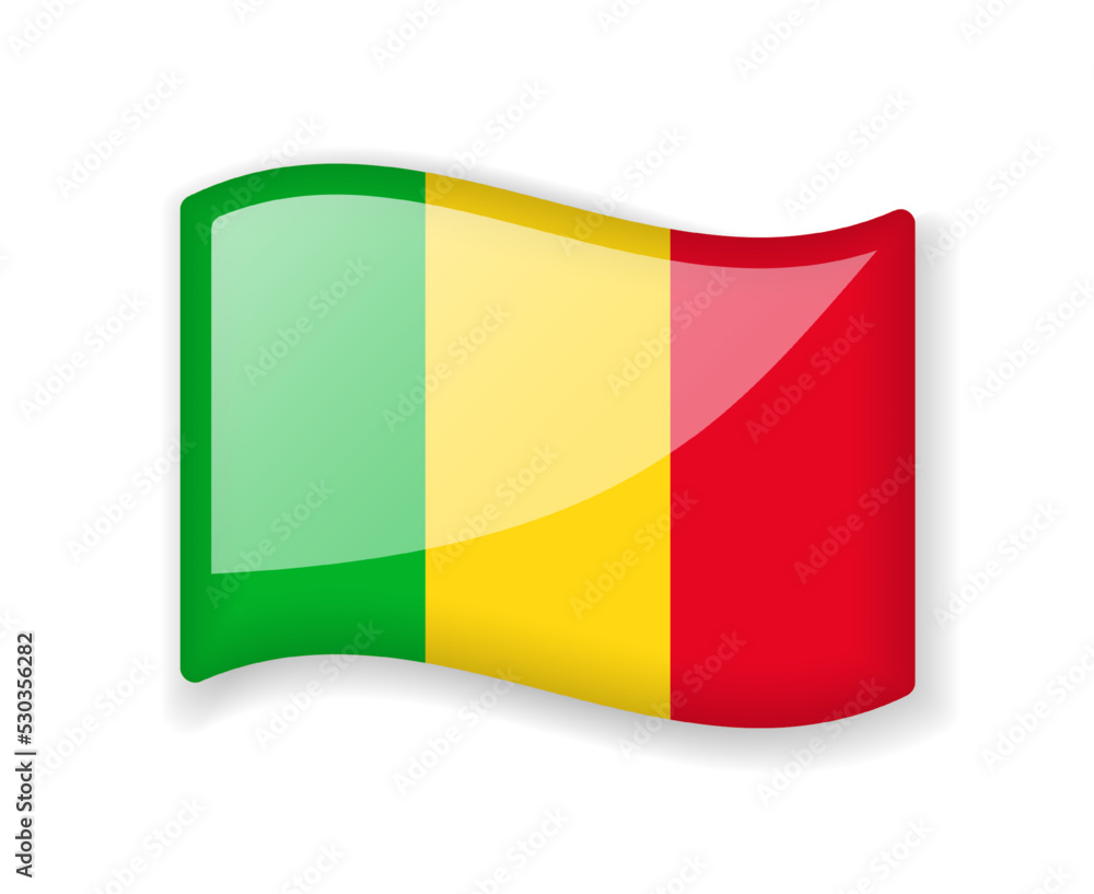 Fototapeta premium Mali flag - Wavy flag bright glossy icon.