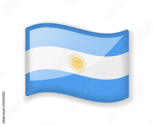 Argentina flag - Wavy flag bright glossy icon.