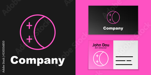 Pink line Eclipse of the sun icon isolated on black background. Total sonar eclipse. Logo design template element. Vector