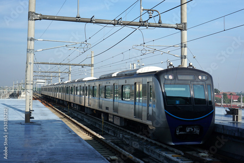 MRT Jakarta at Lebak Bulus Station. MRT Jakarta is public transportation that will help to resolve traffic congestion and reduce carbon emission in Jakarta, Indonesia.