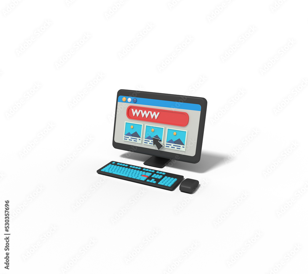 3d Illustration of search engine website in computer 3d Illustration of search engine website in computer