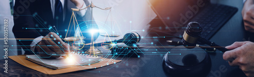 фотографія Consultation and conference of professional businesswoman and Male lawyers working and discussion having at law firm in office