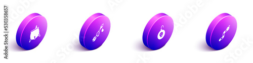 Set Isometric Witch cauldron, Poison the arrow, Nuclear bomb and Snake icon. Vector