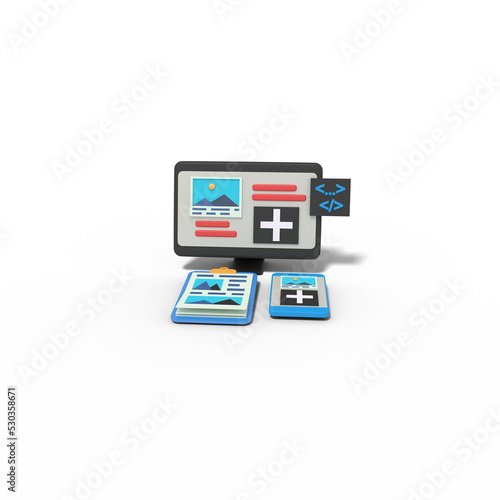 3d Illustration of Web design picture responsive