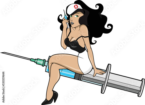 Sexy Nurse - Retro Pin Up Girl for graphic design elements