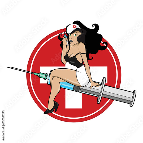 Sexy Nurse - Retro Pin Up Girl for graphic design elements photo