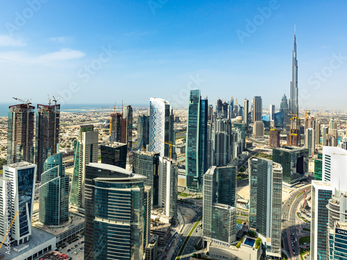 Aerial view of Dubai city modern skyscrapers UAE