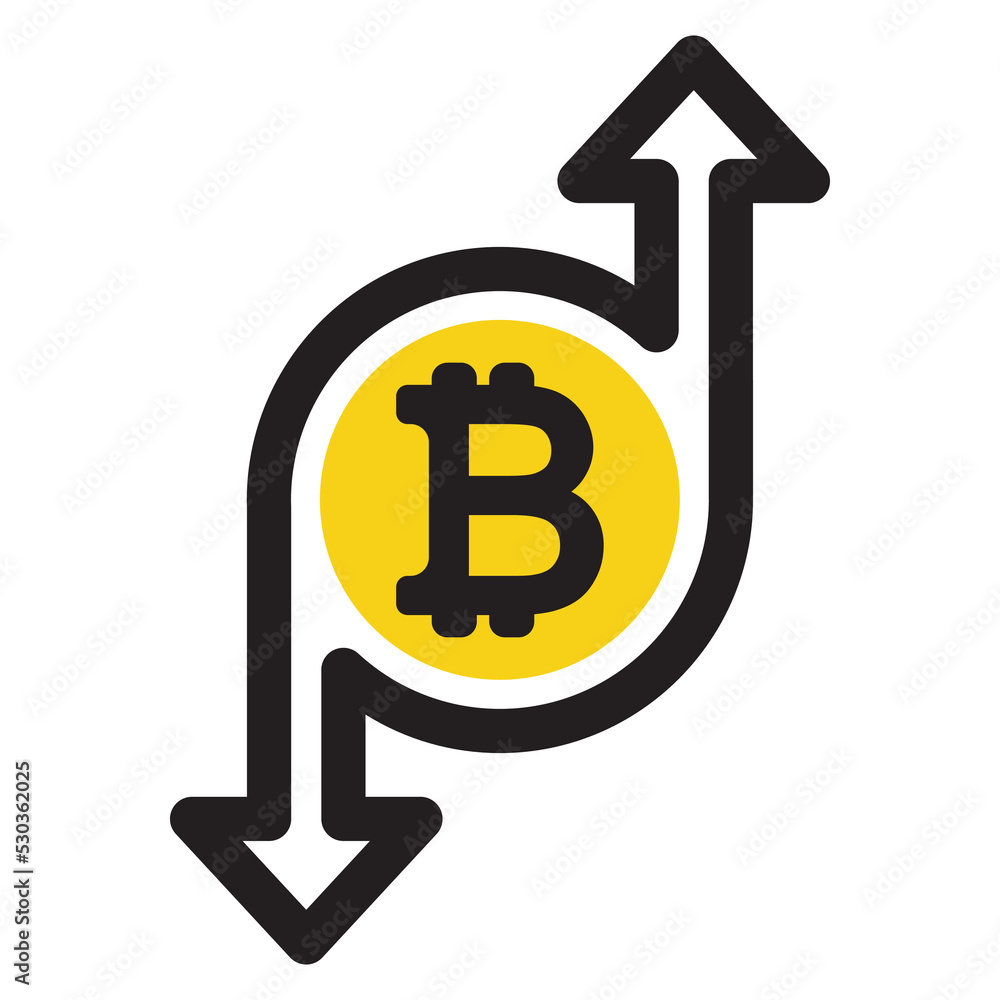 Bitcoin exchange and transfer icon. Send money, vector illustration