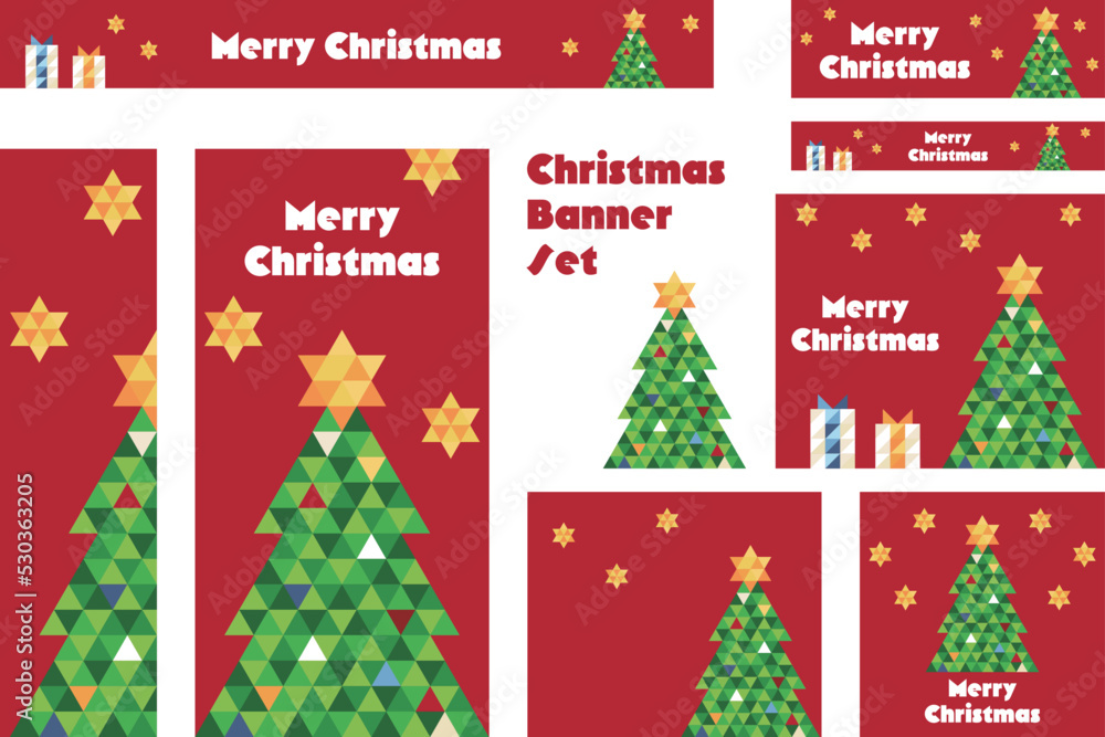 バナーセット_クリスマスツリー_カラフル バナーセット_クリスマスツリー_カラフル