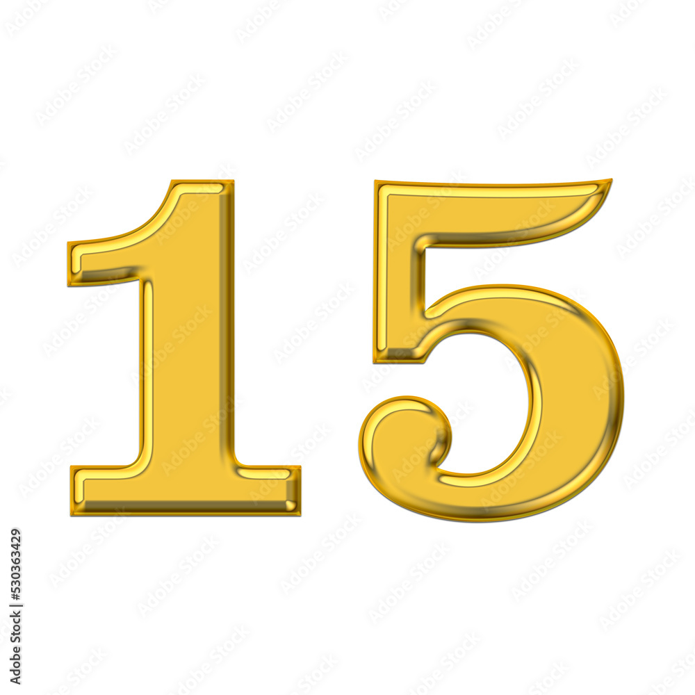 Gold 3d number 15, PNG transparent background, birthday celebrations, social media. Gold 3d number 15, PNG transparent background, birthday celebrations, social media.