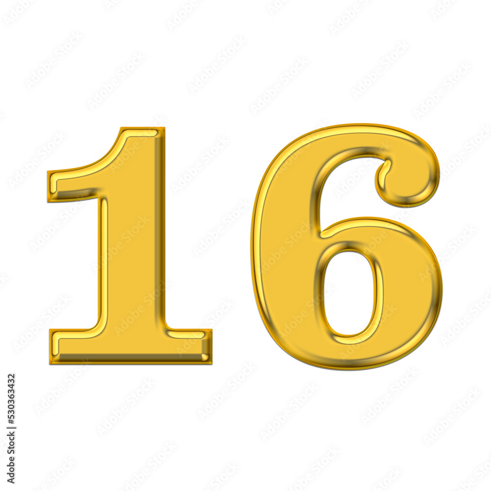 Gold 3d number 16, PNG transparent background, birthday celebrations, social media. Gold 3d number 16, PNG transparent background, birthday celebrations, social media.