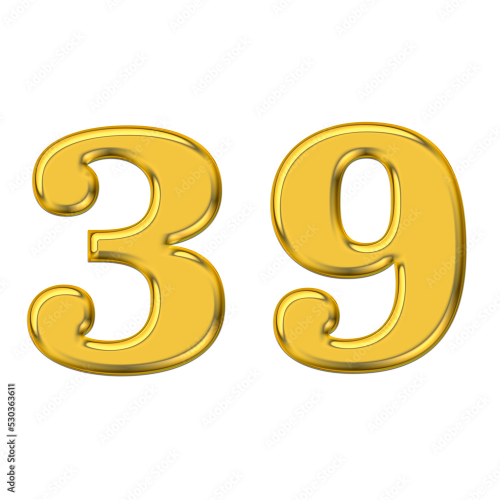 Gold 3d number 39, PNG transparent background, birthday celebrations, social media. Gold 3d number 39, PNG transparent background, birthday celebrations, social media.
