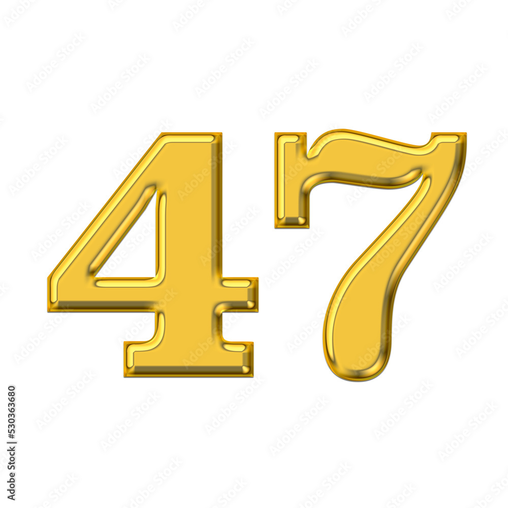 Gold 3d number 47, PNG transparent background, birthday celebrations, social media. Gold 3d number 47, PNG transparent background, birthday celebrations, social media.