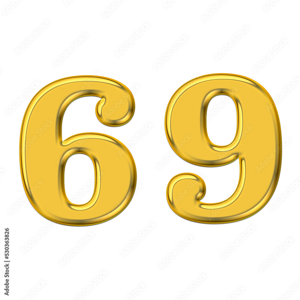 Gold 3d number 69, PNG transparent background, birthday celebrations, social media. Gold 3d number 69, PNG transparent background, birthday celebrations, social media.
