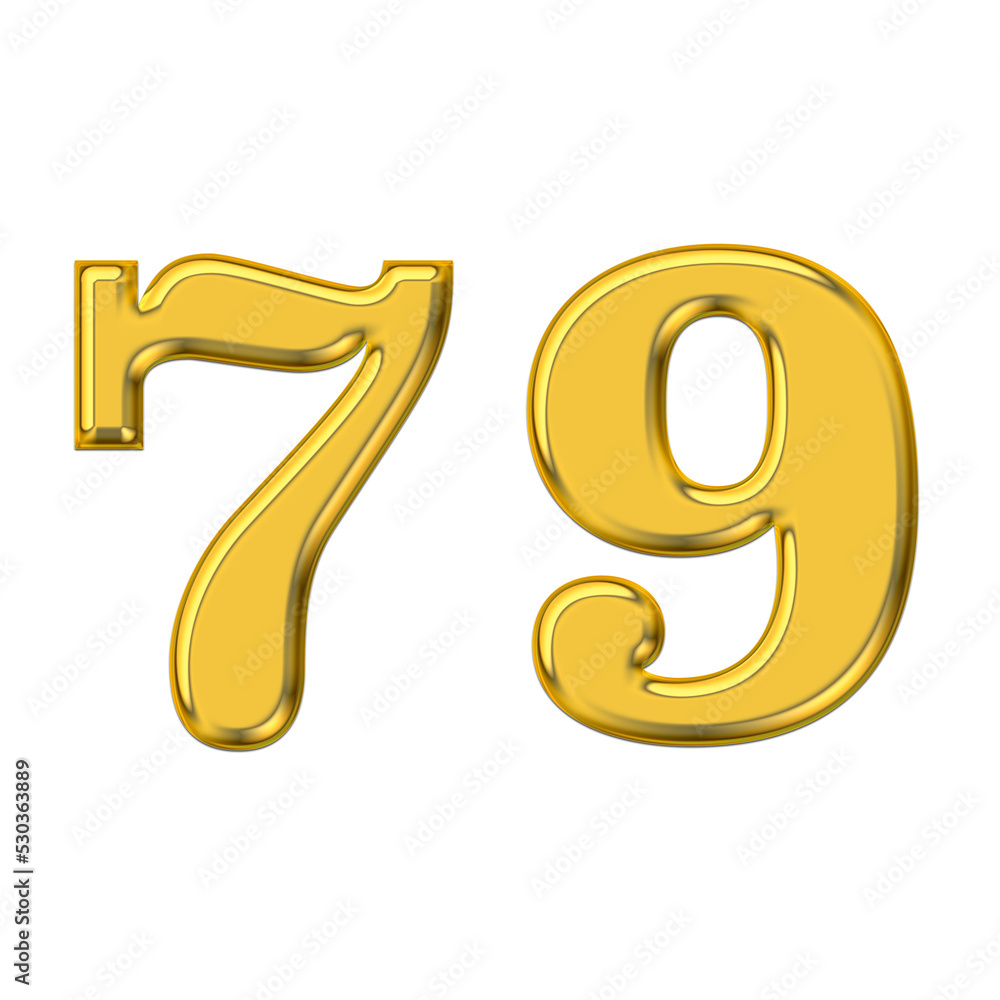 Gold 3d number 79, PNG transparent background, birthday celebrations, social media. Gold 3d number 79, PNG transparent background, birthday celebrations, social media.