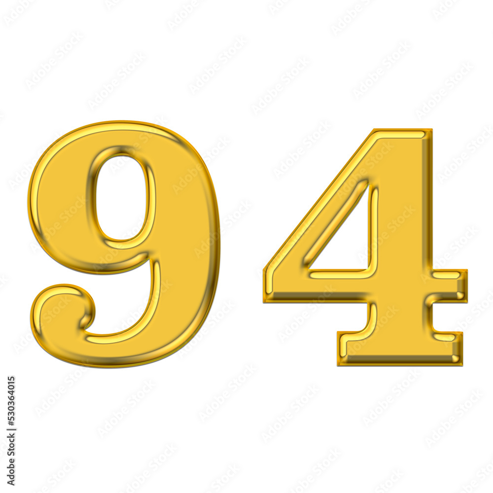 Gold 3d number 94, PNG transparent background, birthday celebrations, social media. Gold 3d number 94, PNG transparent background, birthday celebrations, social media.