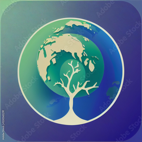 Globe tree vector logo © rufous