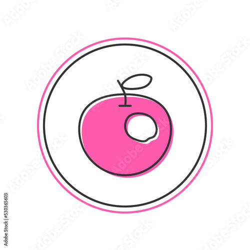 Filled outline Genetically modified apple icon isolated on white background. GMO fruit. Vector