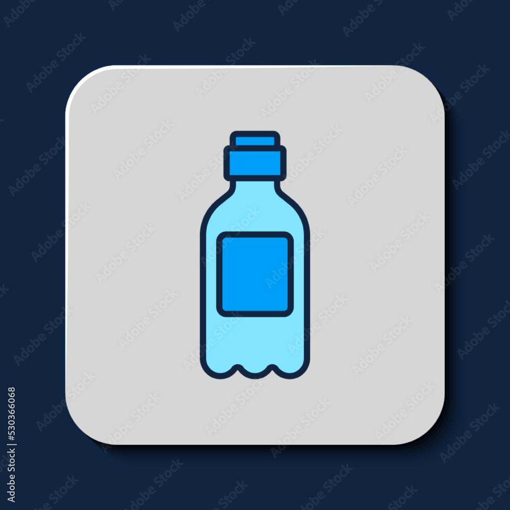 Filled outline Bottle of water icon isolated on blue background. Soda aqua drink sign. Vector Filled outline Bottle of water icon isolated on blue background. Soda aqua drink sign. Vector