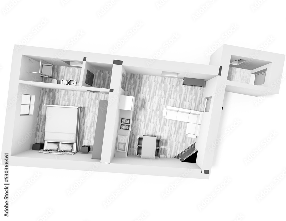 3d Floor Plan Illustration 3d Floor Plan Floorplans Home Floor Plan Top View Stock 1357