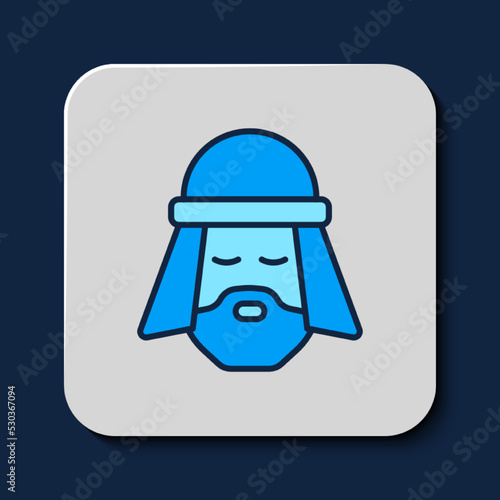 Filled outline Egyptian man icon isolated on blue background. Vector