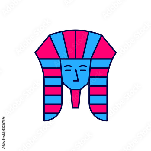 Filled outline Egyptian pharaoh icon isolated on white background. Vector