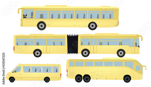 Yellow busses set. vector illustration