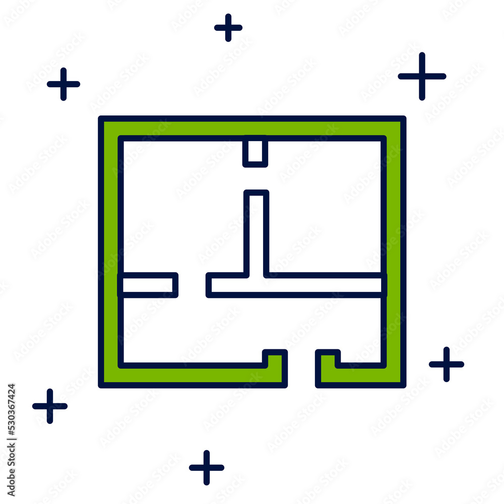 Fototapeta premium Filled outline House plan icon isolated on white background. Vector