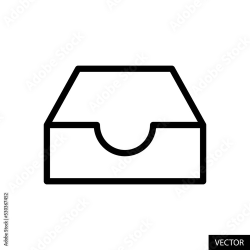 Messaging inbox, Message box, Empty mailbox vector icon in line style design for website design, app, UI, isolated on white background. Editable stroke. Vector illustration.