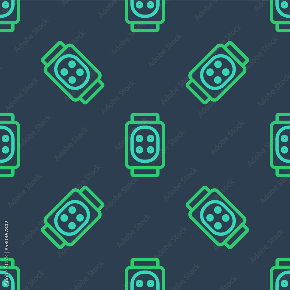 Line Knee pads icon isolated seamless pattern on blue background. Extreme sport. Skateboarding, bicycle, roller skating protective gear. Vector