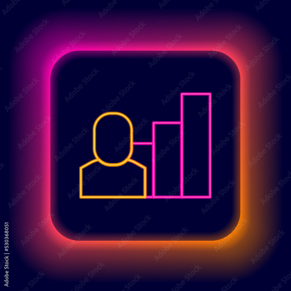 Glowing neon line Productive human icon isolated on black background. Idea work, success, productivity, vision and efficiency concept. Colorful outline concept. Vector Glowing neon line Productive human icon isolated on black background. Idea work, success, productivity, vision and efficiency concept. Colorful outline concept. Vector