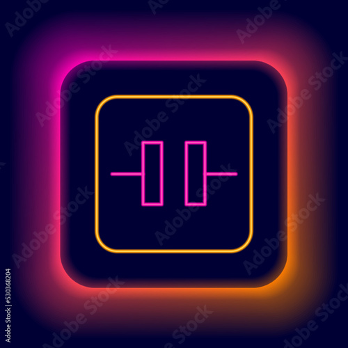 Glowing neon line Electrolytic capacitor icon isolated on black background. Colorful outline concept. Vector
