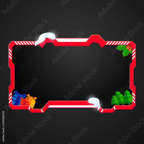 Christmas live stream overlay webcam border frame with snow effect for xmas celebration video broadcast