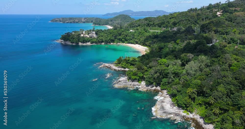 Phuket beach sea Aerial view blue ocean view shot on drone camera Phuket beach sea Aerial view blue ocean view shot on drone camera