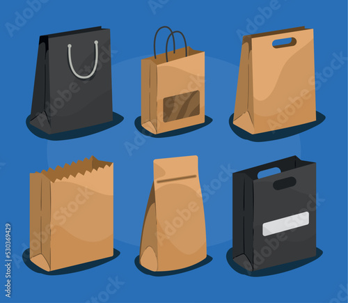 mockup paper bags, icons
