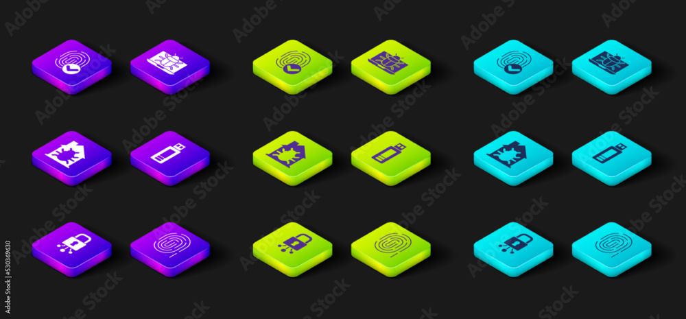 Set Cyber security, Fingerprint, House system bug, USB flash drive, System on monitor and icon. Vector Set Cyber security, Fingerprint, House system bug, USB flash drive, System on monitor and icon. Vector