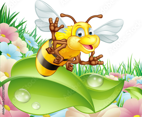 Cartoon Bee in Meadow
