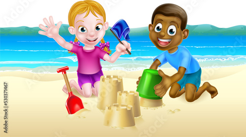 Kids Playing by the Sea
