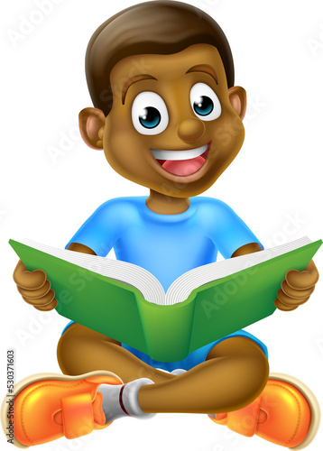 Cartoon Boy Reading Book