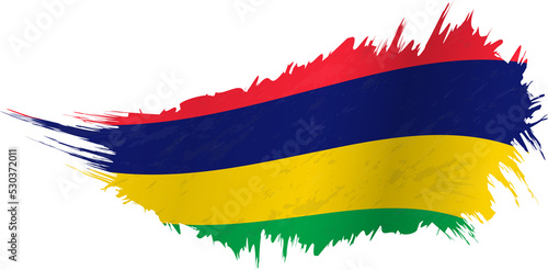 Flag of Mauritius in grunge style with waving effect.
