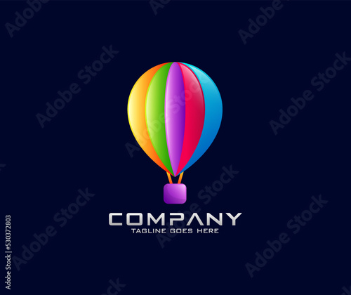 Colorful and modern hot air balloon logo design
