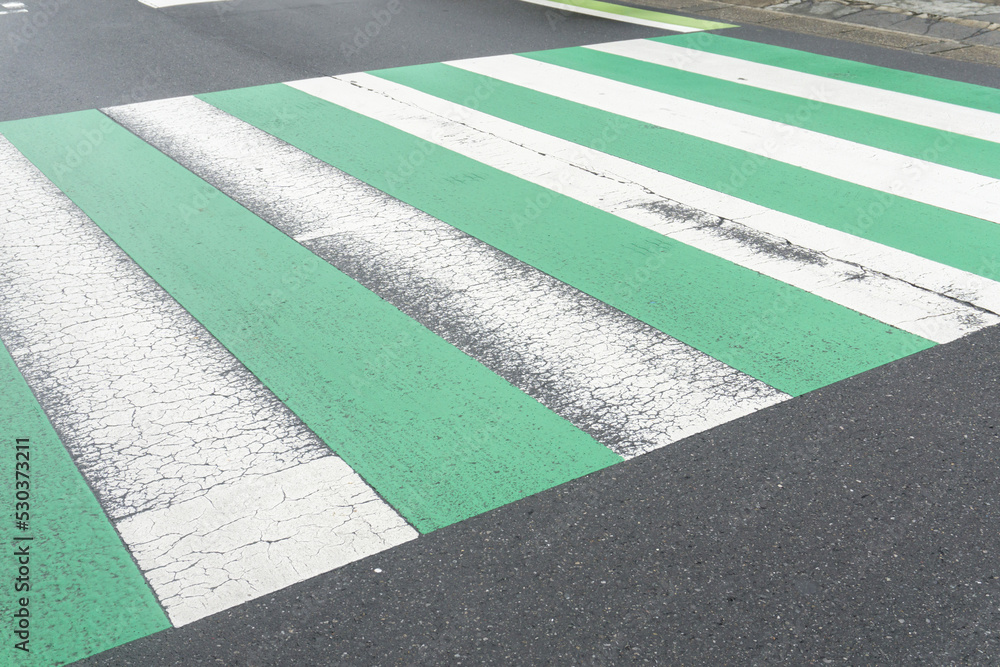 Fototapeta premium 横断歩道 緑塗り カラー舗装
