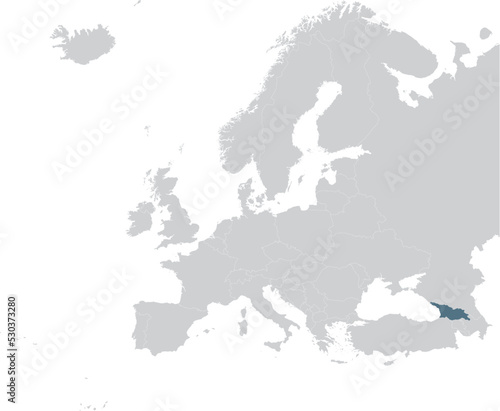 Blue Map of Georgia within gray map of European continent